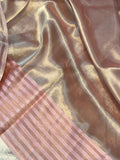 Peach Pure Banarasi Handloom Tissue Silk Saree