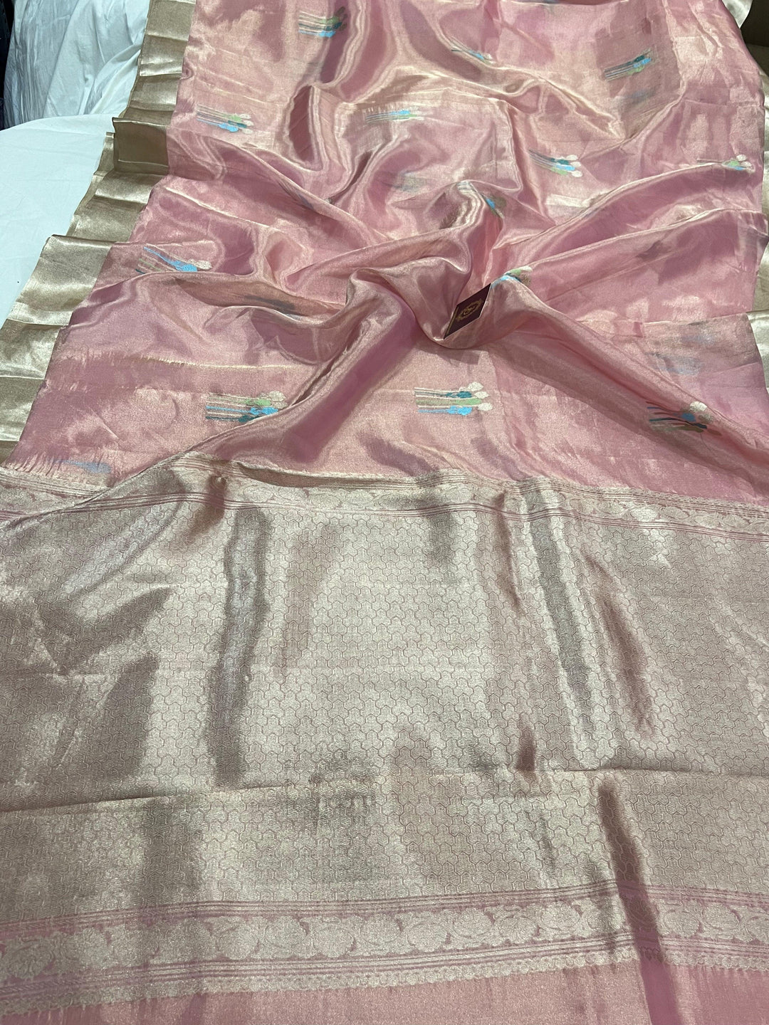 Pastel Pink Pure Banarasi Handloom Silk Saree - Aura Benaras