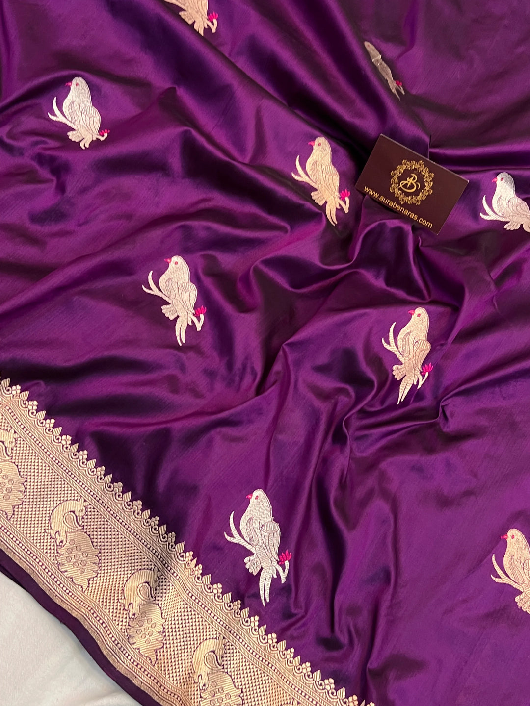 Purple Pure Katan Silk Handloom Banarasi Saree – Aura Benaras