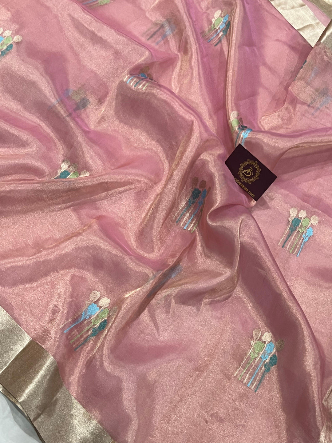 Pastel Pink Pure Banarasi Handloom Silk Saree - Aura Benaras