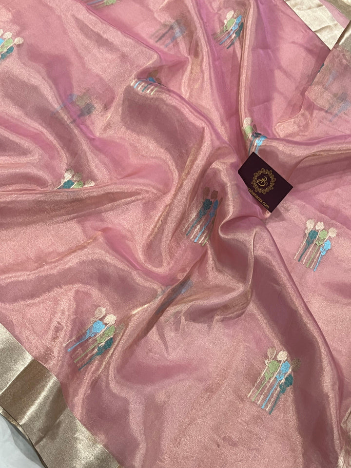 Pastel Pink Pure Banarasi Handloom Silk Saree - Aura Benaras