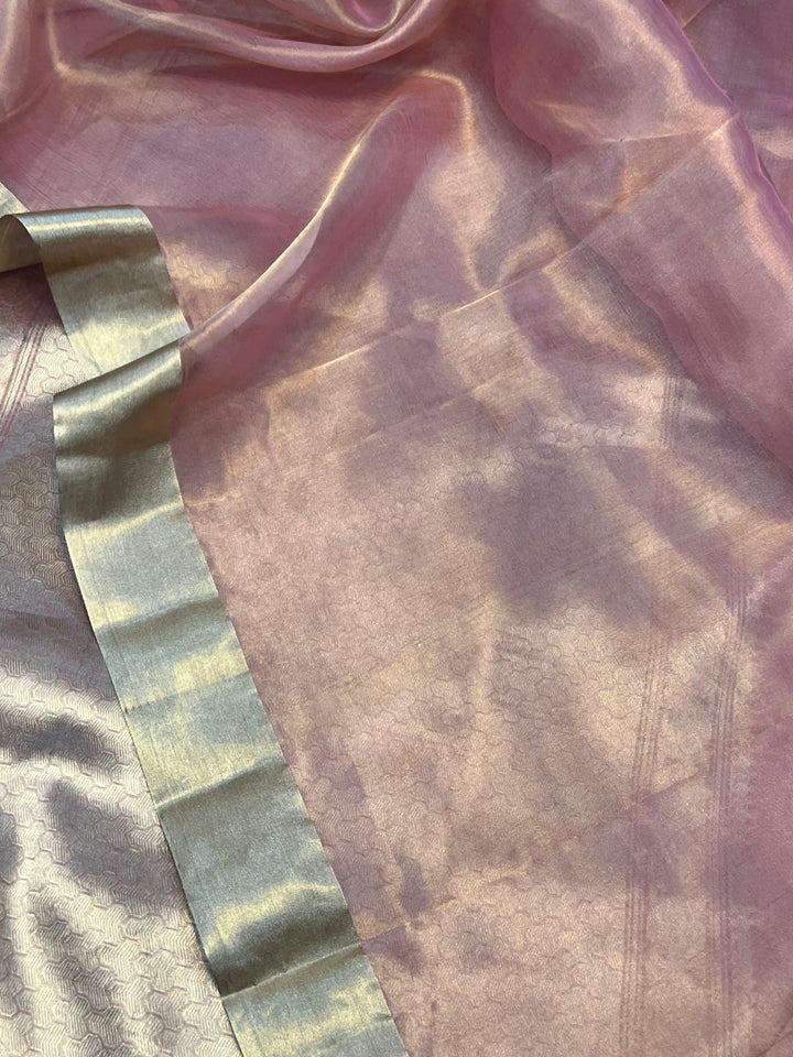 Pastel Pink Pure Banarasi Handloom Silk Saree - Aura Benaras