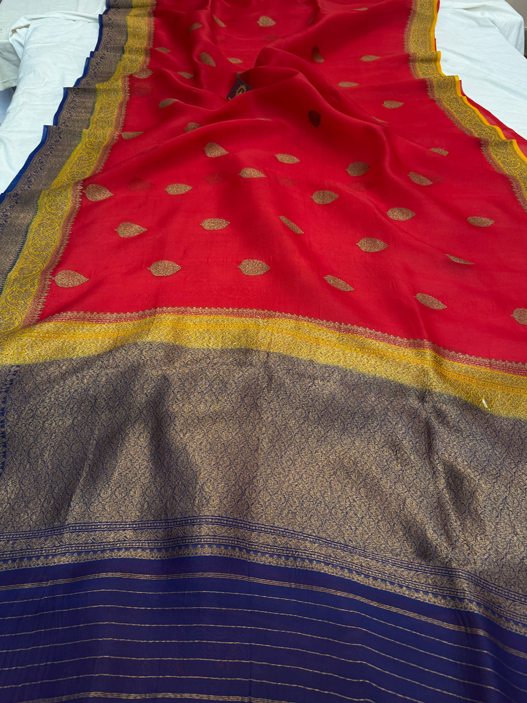 Red Pure Kora Silk Handloom Banarasi Saree