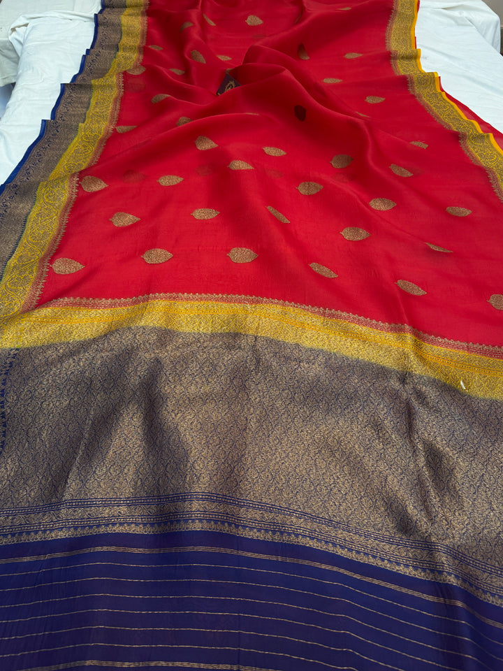 Red Pure Kora Silk Handloom Banarasi Saree