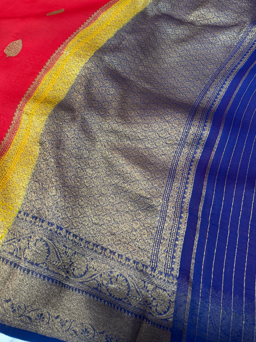 Red Pure Kora Silk Handloom Banarasi Saree