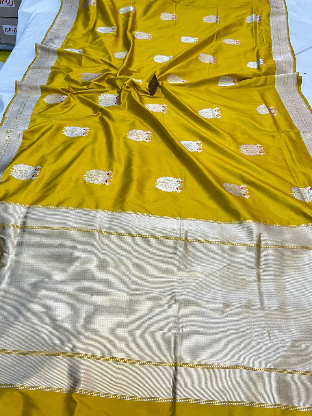 Mustard Yellow Pure Katan Silk Handloom Banarasi Saree