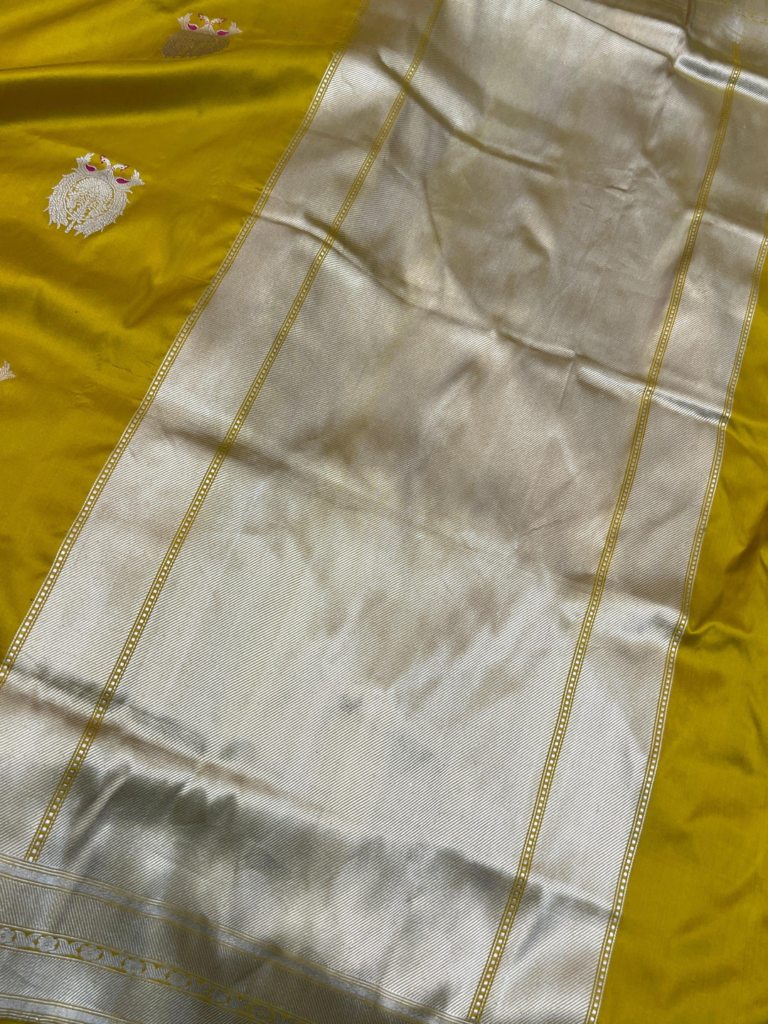 Mustard Yellow Pure Katan Silk Handloom Banarasi Saree