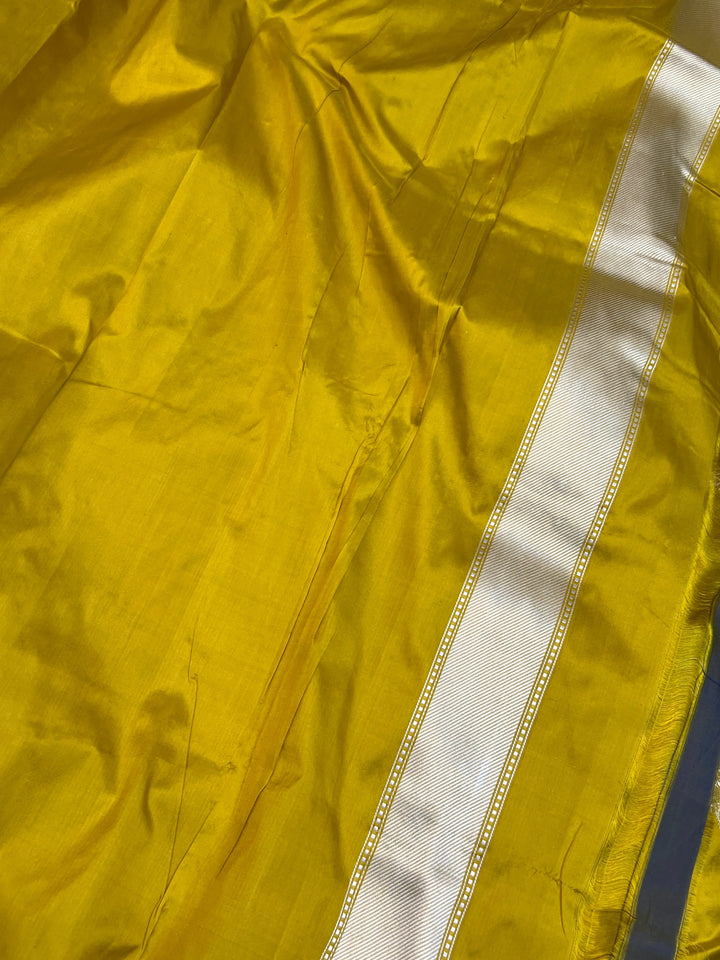 Mustard Yellow Pure Katan Silk Handloom Banarasi Saree