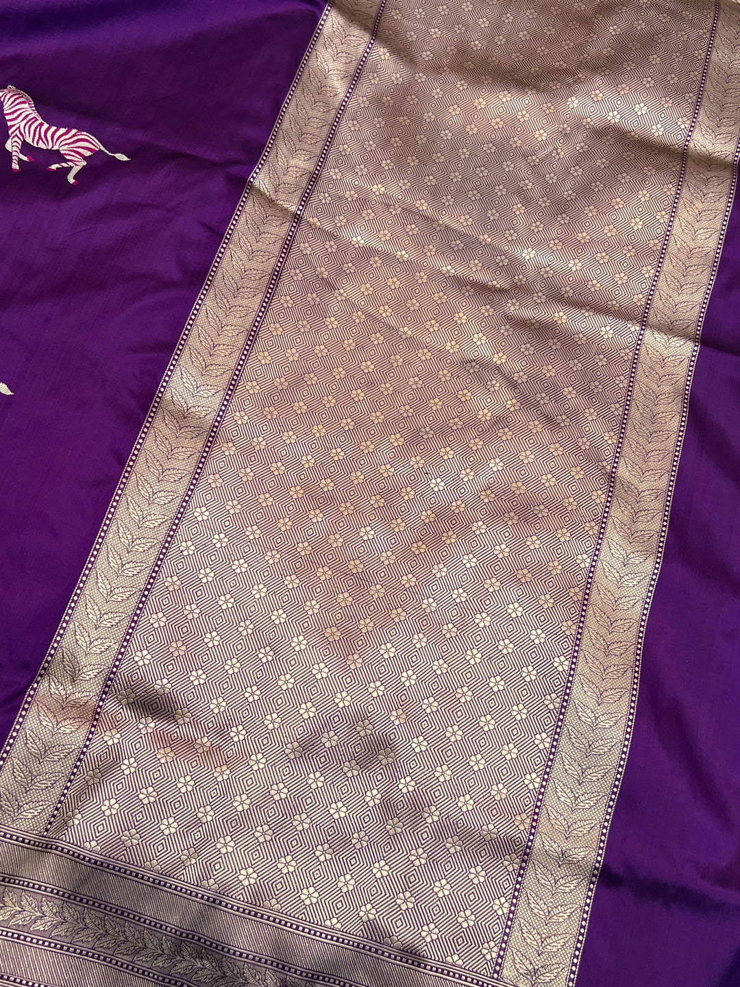 Purple Pure Katan Silk Handloom Banarasi Saree