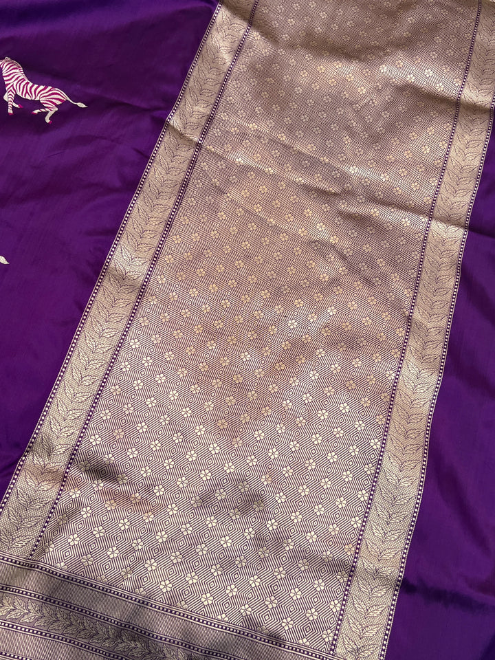 Purple Pure Katan Silk Handloom Banarasi Saree