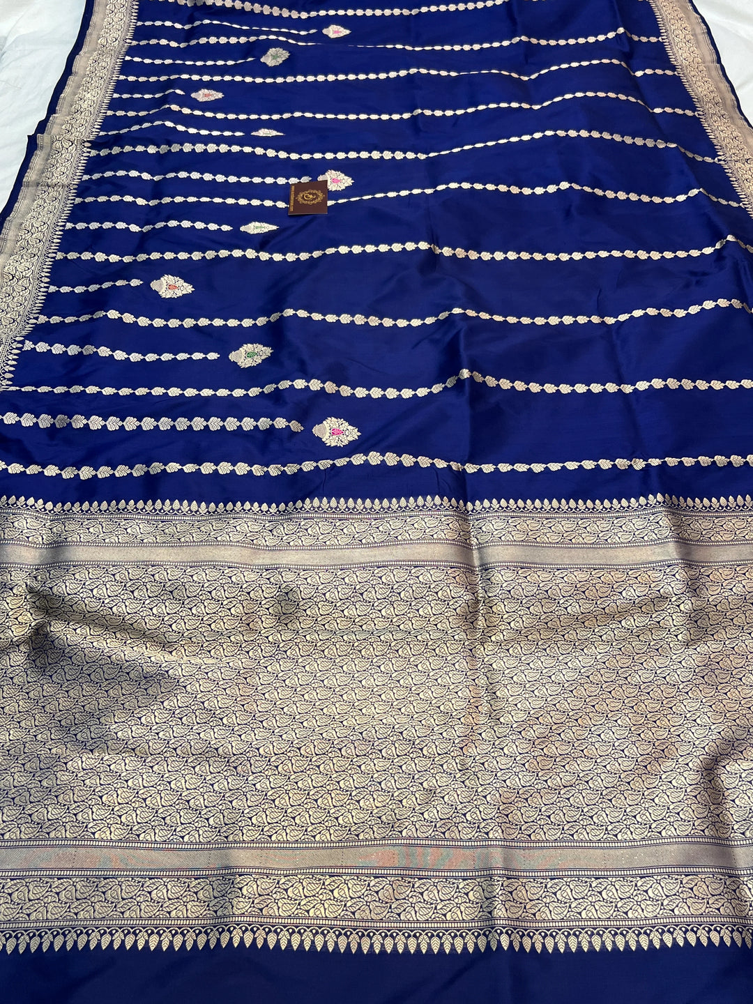Navy Blue Pure Katan Silk Handloom Banarasi Saree