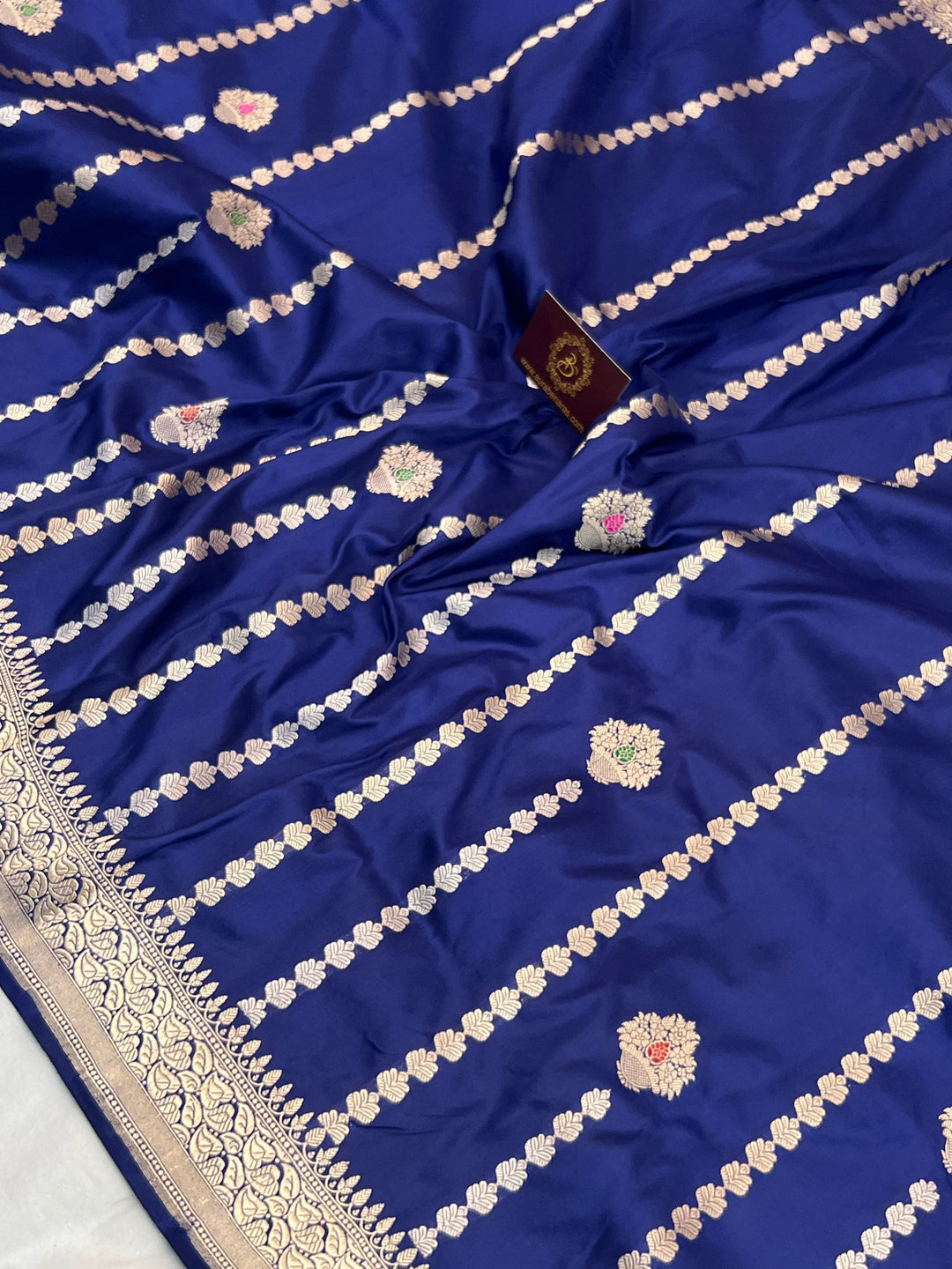 Navy Blue Pure Katan Silk Handloom Banarasi Saree