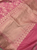 Strawberry Pink Pure Banarasi Handloom Katan Silk Saree - Aura Benaras