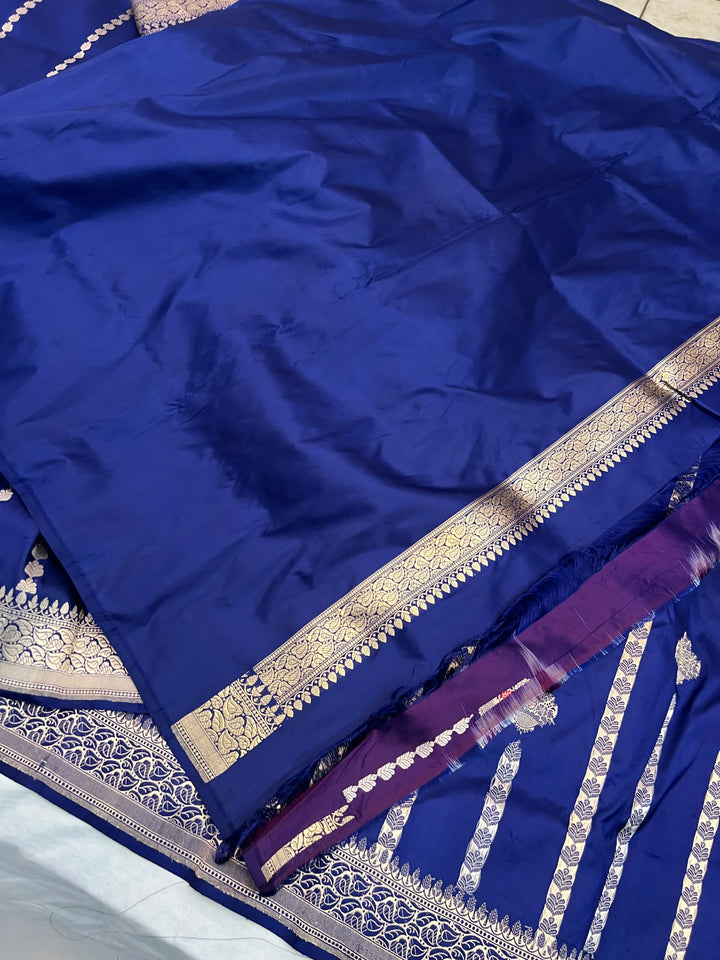Navy Blue Pure Katan Silk Handloom Banarasi Saree
