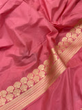 Strawberry Pink Pure Banarasi Handloom Katan Silk Saree - Aura Benaras