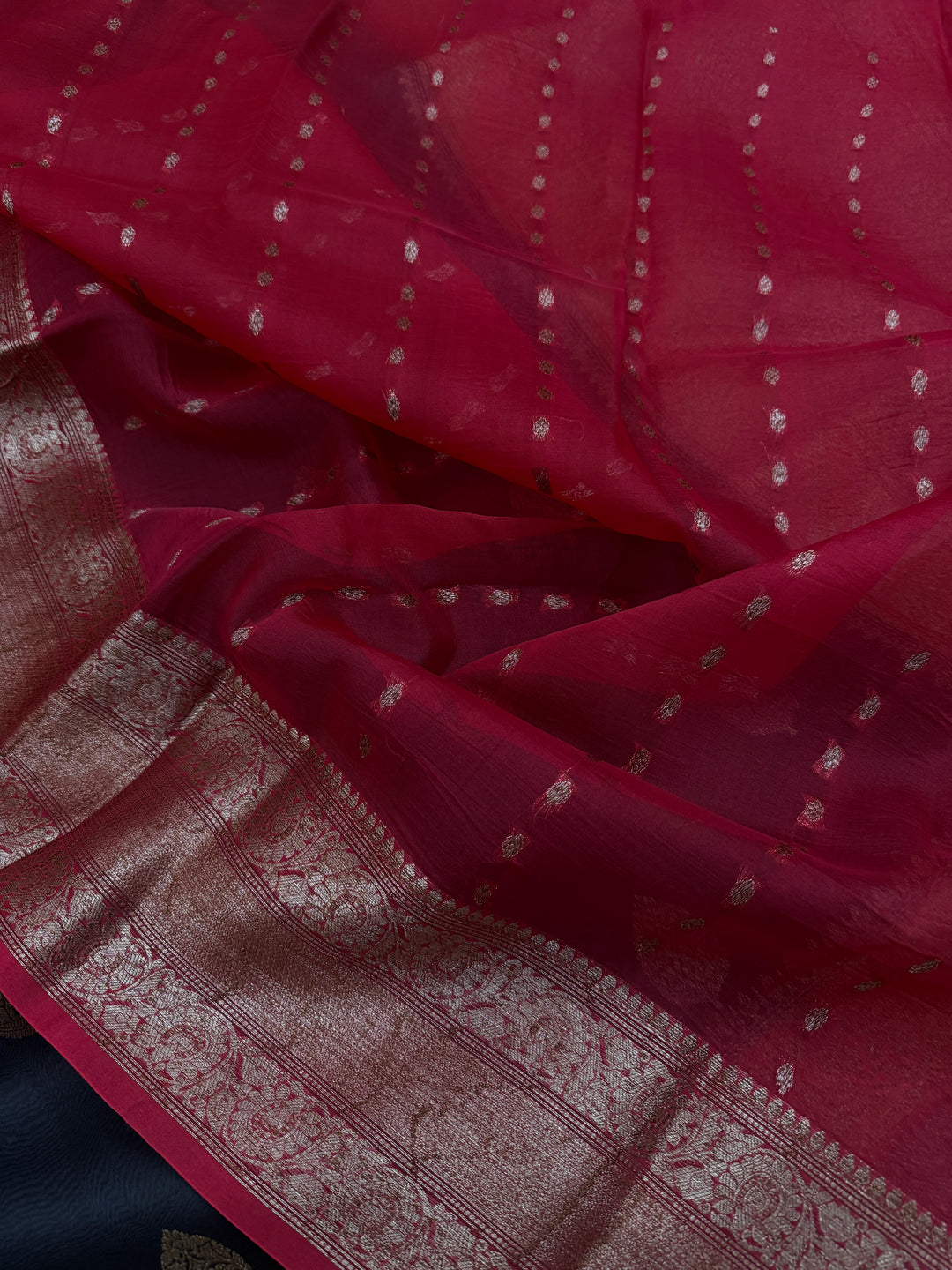 Black Pure Kora Silk Handloom Banarasi Saree