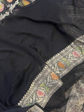 Pre Order :: Black Rangkaat Banarasi Khaddi Georgette Saree