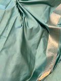 Greyish Green Pure Banarasi Handloom Katan Satin Silk Saree - Aura Benaras