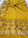 Yellow Meenakari Handloom Pure Katan Silk Saree - Aura Benaras