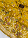 Yellow Meenakari Handloom Pure Katan Silk Saree - Aura Benaras