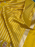 Yellow Meenakari Handloom Pure Katan Silk Saree - Aura Benaras