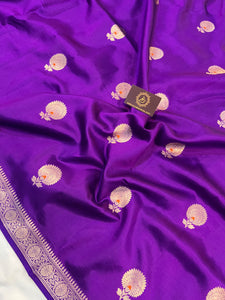 Perple Pure Banarasi Handloom Silk Saree - Aura Benaras