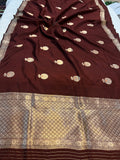 Brown Pure Banarasi Handloom Silk Saree - Aura Benaras