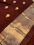 Brown Pure Banarasi Handloom Silk Saree - Aura Benaras