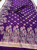 Purple Meenakari Handloom Pure Katan Silk Saree - Aura Benaras