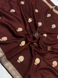 Brown Pure Banarasi Handloom Silk Saree - Aura Benaras