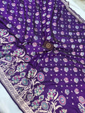 Purple Meenakari Handloom Pure Katan Silk Saree - Aura Benaras