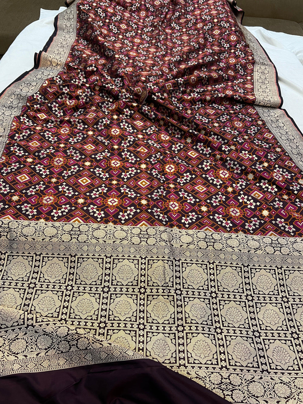 Coca Cola Banarasi Handloom Katan Silk Saree - Aura Benaras