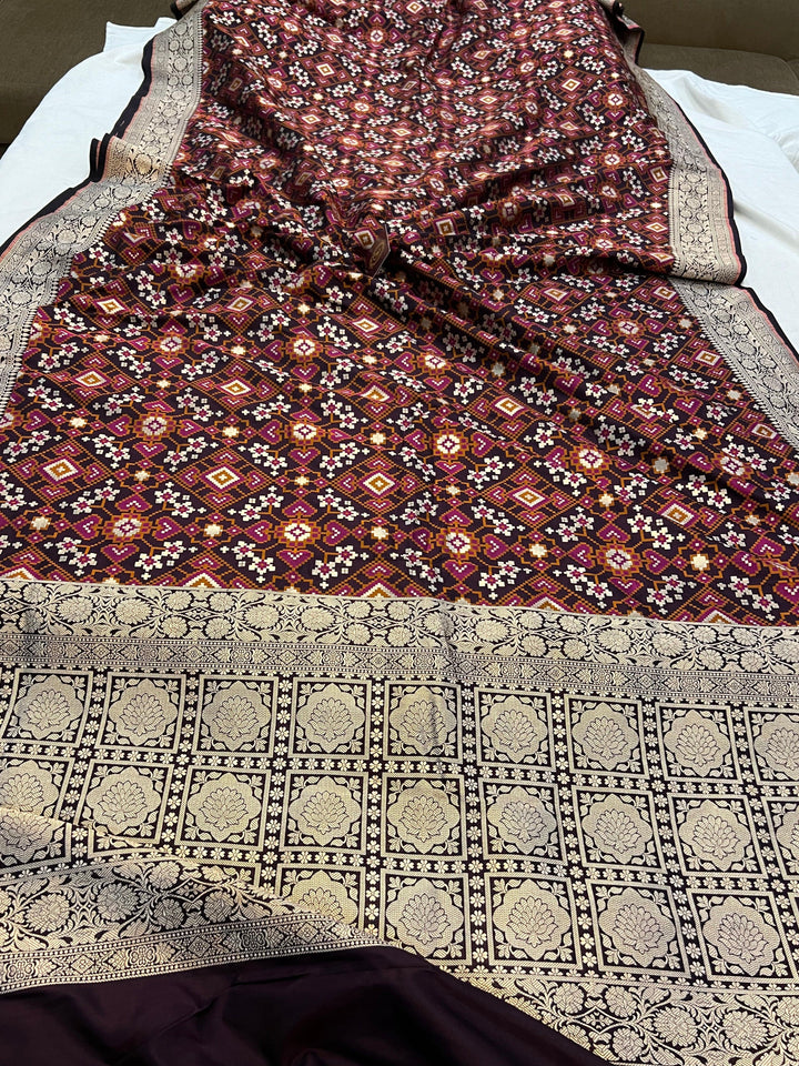 Coca Cola Banarasi Handloom Katan Silk Saree - Aura Benaras