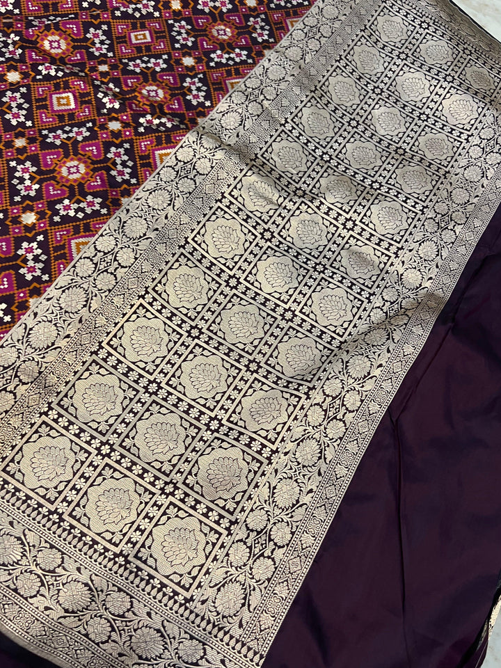 Coca Cola Banarasi Handloom Katan Silk Saree - Aura Benaras