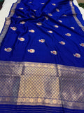 Royal Blue Pure Banarasi Handloom Silk Saree - Aura Benaras