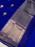 Royal Blue Pure Banarasi Handloom Silk Saree - Aura Benaras