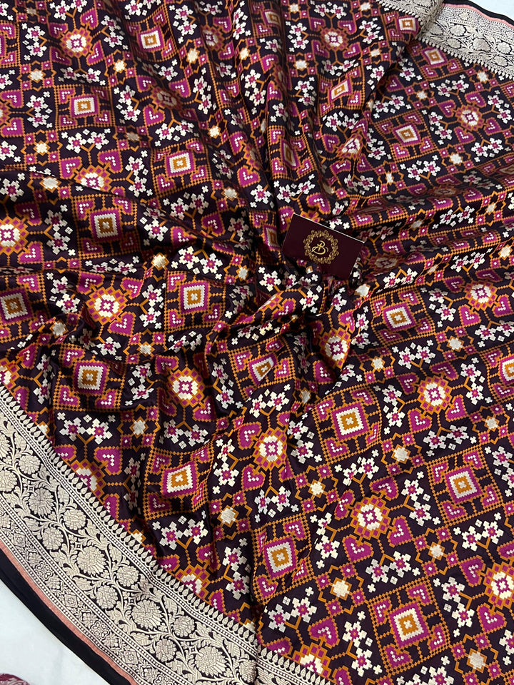 Coca Cola Banarasi Handloom Katan Silk Saree - Aura Benaras