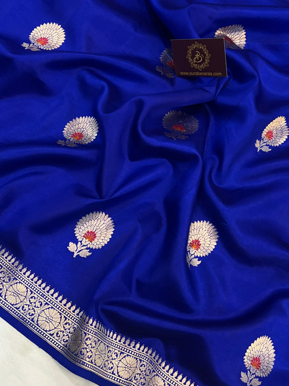 Royal Blue Pure Banarasi Handloom Silk Saree - Aura Benaras