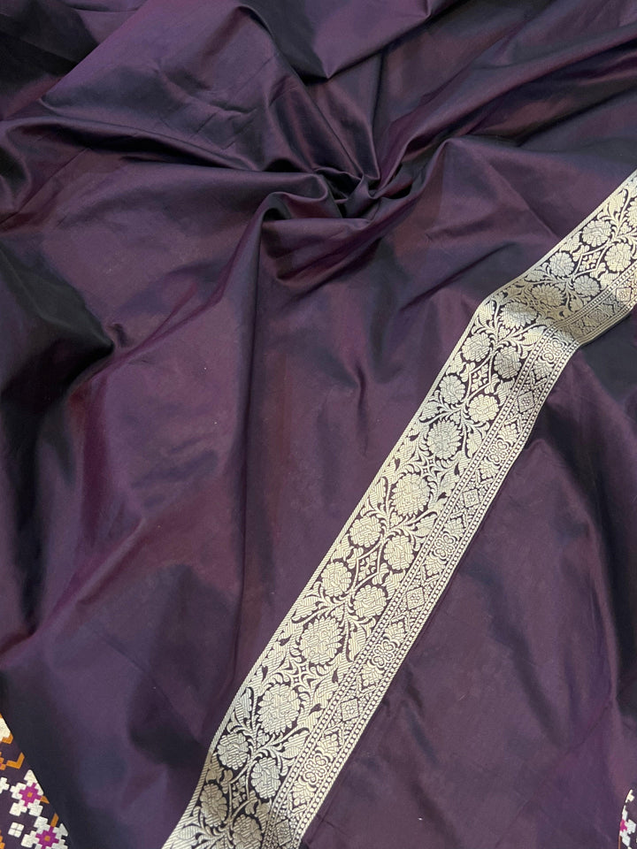 Coca Cola Banarasi Handloom Katan Silk Saree - Aura Benaras