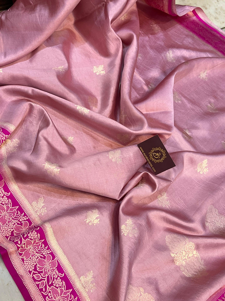 Handwoven Kadhwa floral motifs on luxurious Banarasi silk fabric