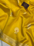 Yellow Pure Banarasi Handloom Silk Saree - Aura Benaras