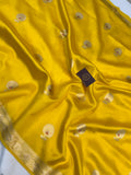 Yellow Pure Banarasi Handloom Silk Saree - Aura Benaras