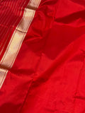 Red Banarasi Handloom Katan Silk Saree - Aura Benaras