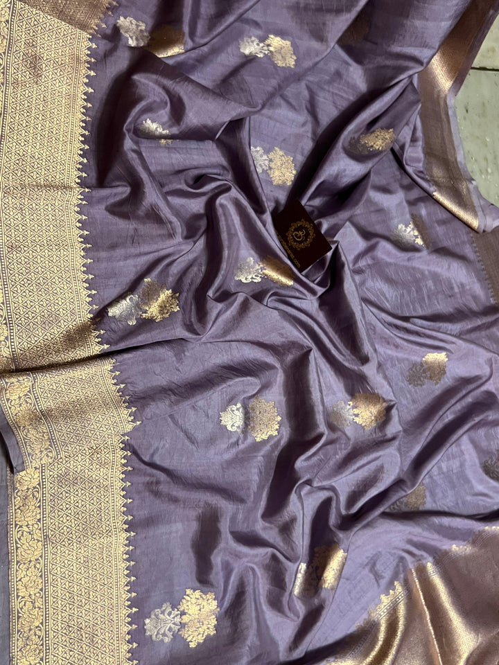 Pure silk Banarasi handloom saree with Kadhwa Sona Rupa motifs and golden zari border