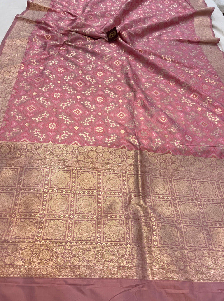 Pastel Pink Banarasi Handloom Katan Silk Saree - Aura Benaras
