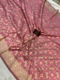 Pastel Pink Banarasi Handloom Katan Silk Saree - Aura Benaras