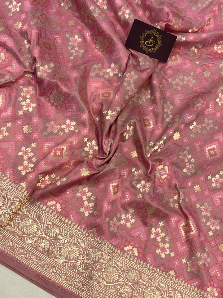 Pastel Pink Banarasi Handloom Katan Silk Saree - Aura Benaras