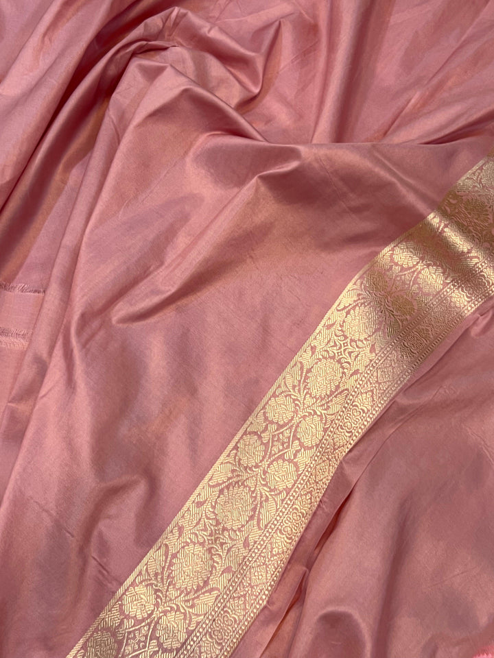 Pastel Pink Banarasi Handloom Katan Silk Saree - Aura Benaras