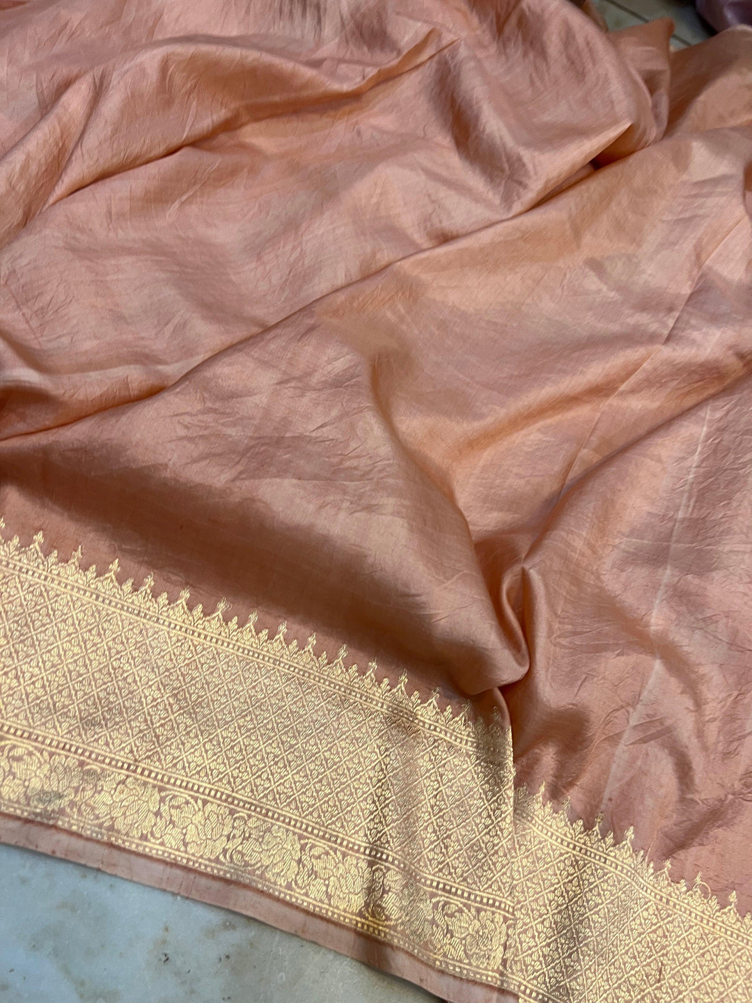 Plain unstitched blouse piece included with pure silk Banarasi saree