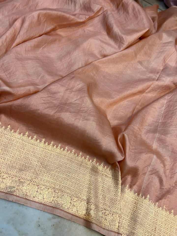 Plain unstitched blouse piece included with pure silk Banarasi saree